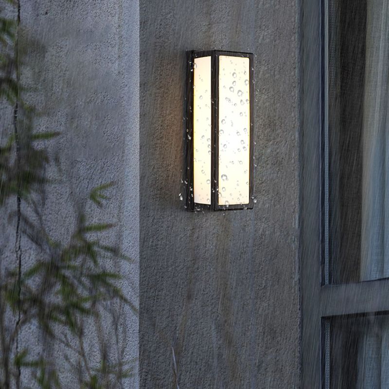 Modern LED Metal Wall Sconce Rectangle Shape Wall Light with Acrylic Shade for Courtyard