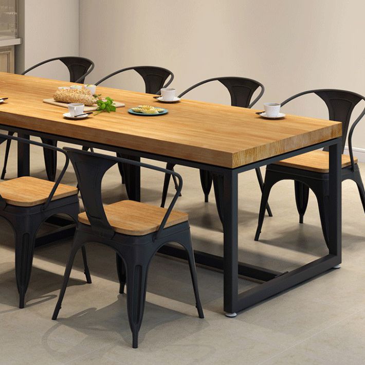 Industrial Wooden Dining Room Set with Rectangle Table and Black Legs Dining Table Furniture