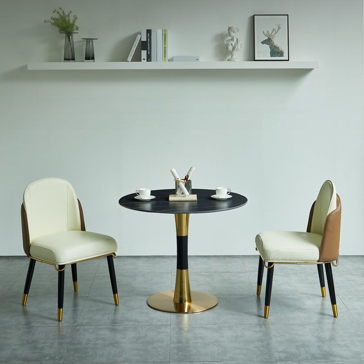 Sintered Stone Table Steel Traditional Luxury Round Indoor Table for Kitchen