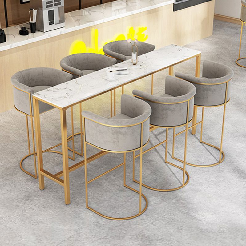 Glam Bar Set 1/2/4/7 Pcs Marble Bar Table with Upholstered Stools