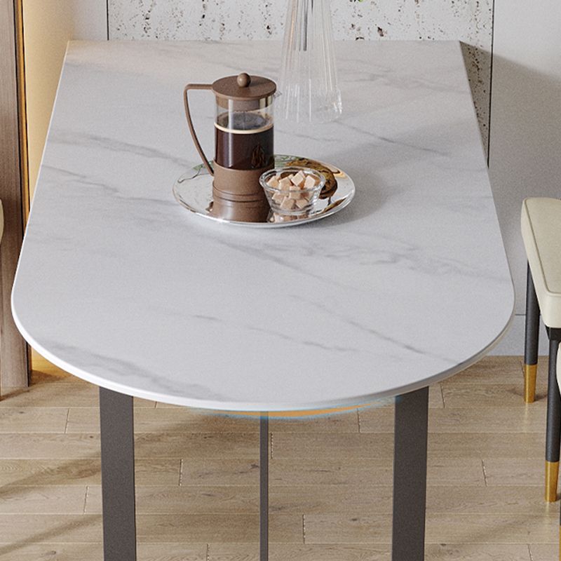 Contemporary Style Dining Table Stone Dining Room Table with Double Pedestal