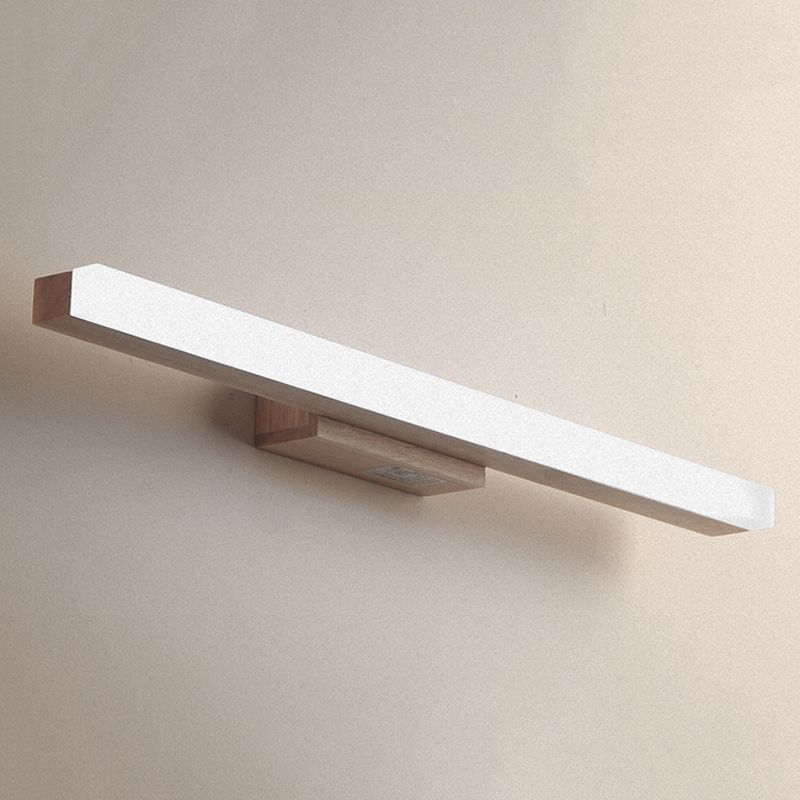 Nordic Style Wooden Vanity Light LED Rectangle Shape Vanity Lamp for Shower Room