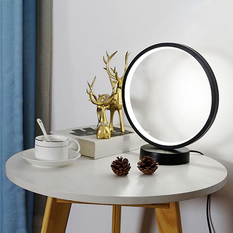 Modern Style Linear Table Lamp Silicone Shade Round Desk Light for Bedroom