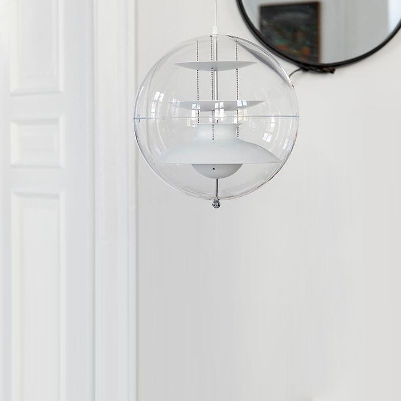 Lampe à suspension en acrylique transparent sphérique minimaliste 1 éclairage lumineux Light pour le café