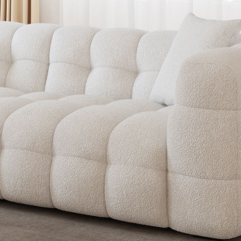 Biscuit Back Sofa Stain Resistant Modern Tuxedo Arm Sofa in White