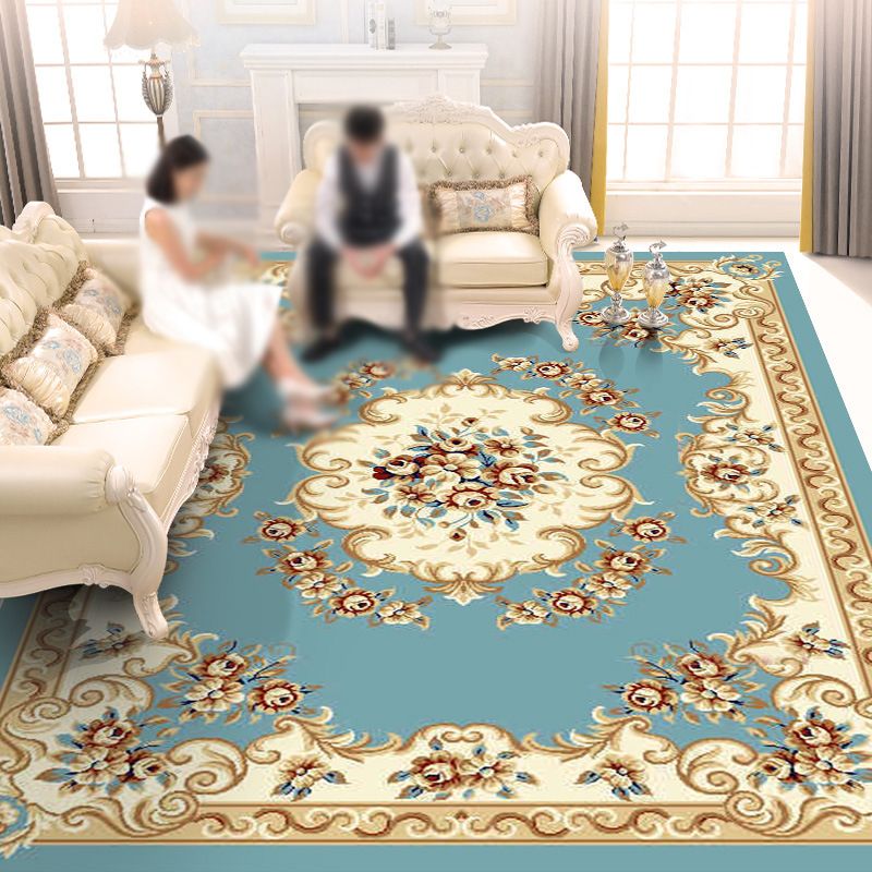 Gorgeous European Rug Classic Flower Print Carpet Polyester Stain Resistant Rug for Home Decor