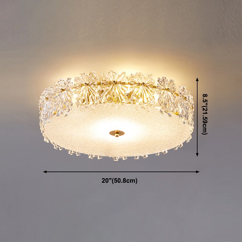 Plafonnier de forme ronde, montage encastré en fer de Style Simple et moderne avec abat-jour en verre pour allée et chambre à coucher