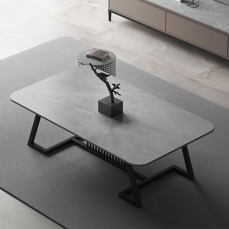 Rectangular Trestle Coffee Table Modern Cocktail Table for Living Room