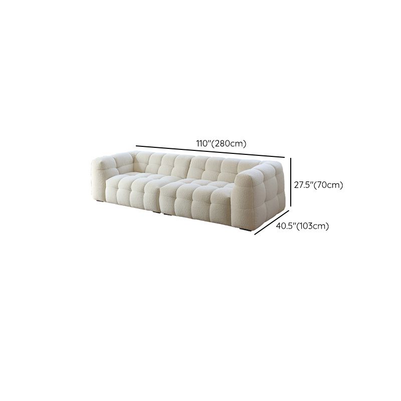 27.55" Tall Tuxedo Arm Sofa Fabric Biscuit Back Sofa in White