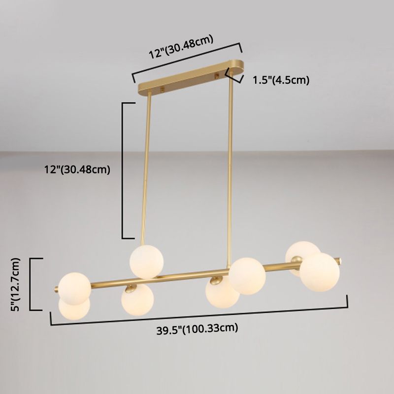 Orb Glass Shade Island Light Fixture Modern Style Metal Hanging Ceiling Lamp for Kitchen Dining Room