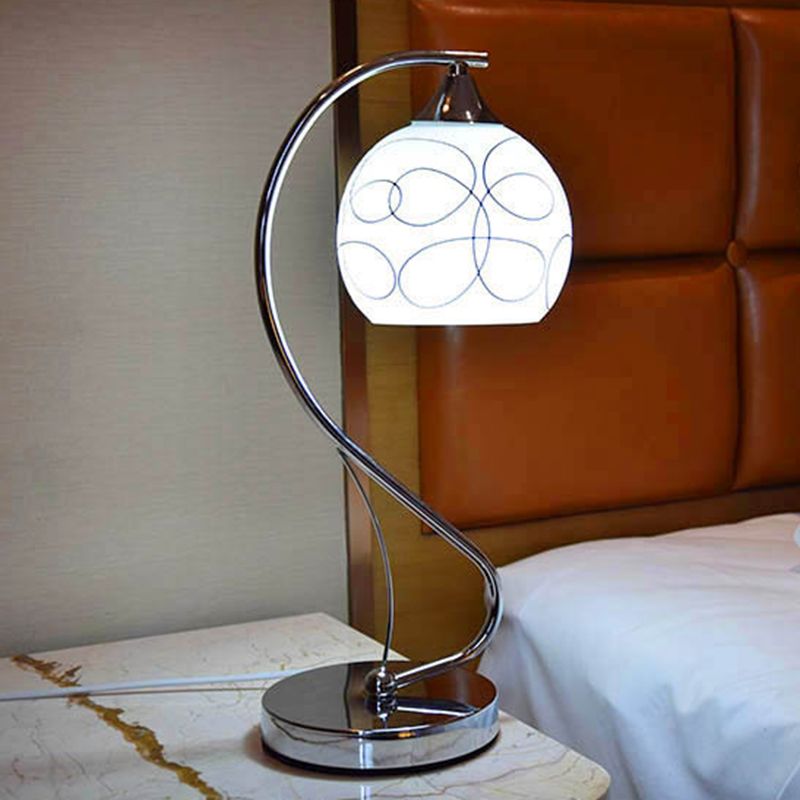 Lampada da comodino in vetro a cupola Lampada da tavolo contemporanea a 1 testa per camera da letto