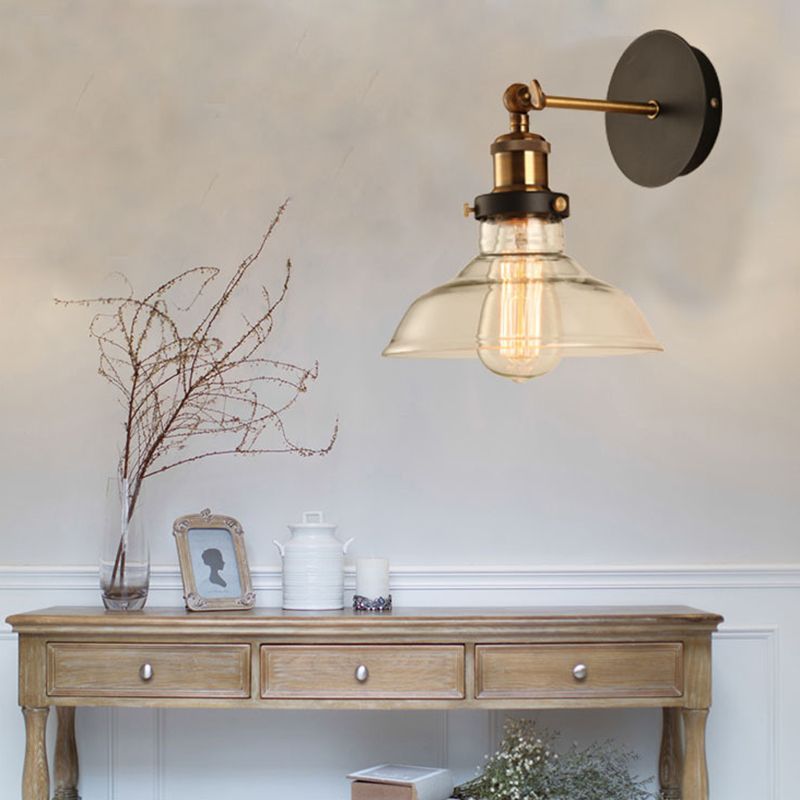 Riegel Indoor Dekoration Wandleuchte Glasschattenwandbeleuchtung mit goldenem Finisharm