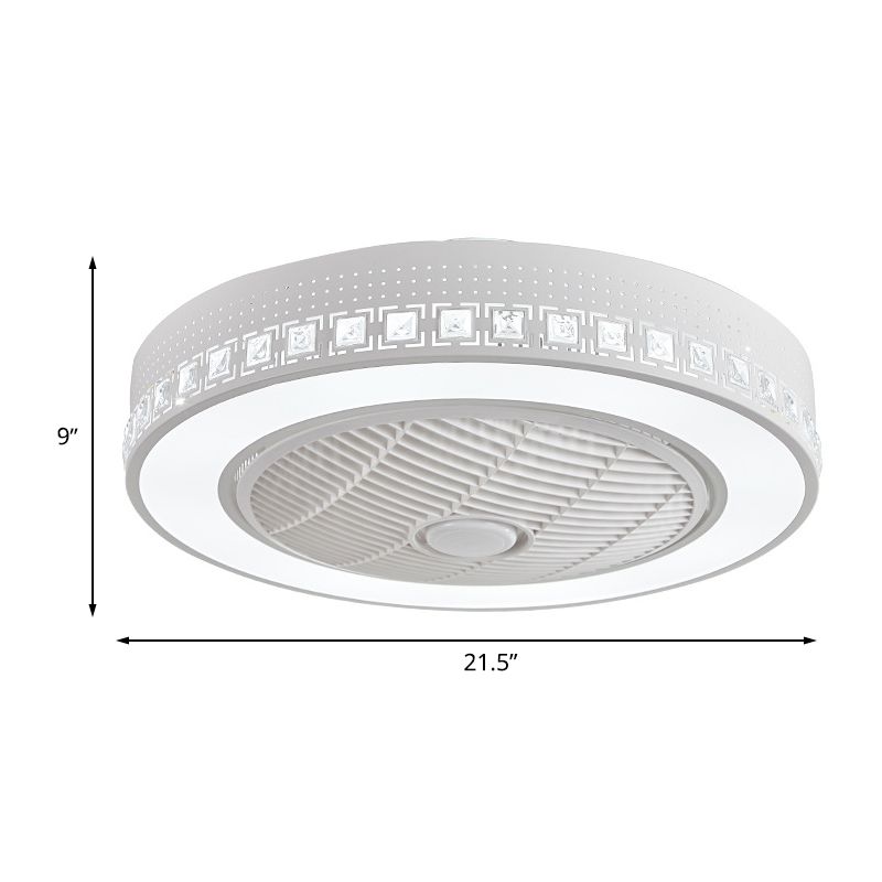 Ring Wohnzimmer Ventilator Lampen Modernismus Acryl LED 21,5 "breit weiße Halbflush -Halterung mit 3 Klingen
