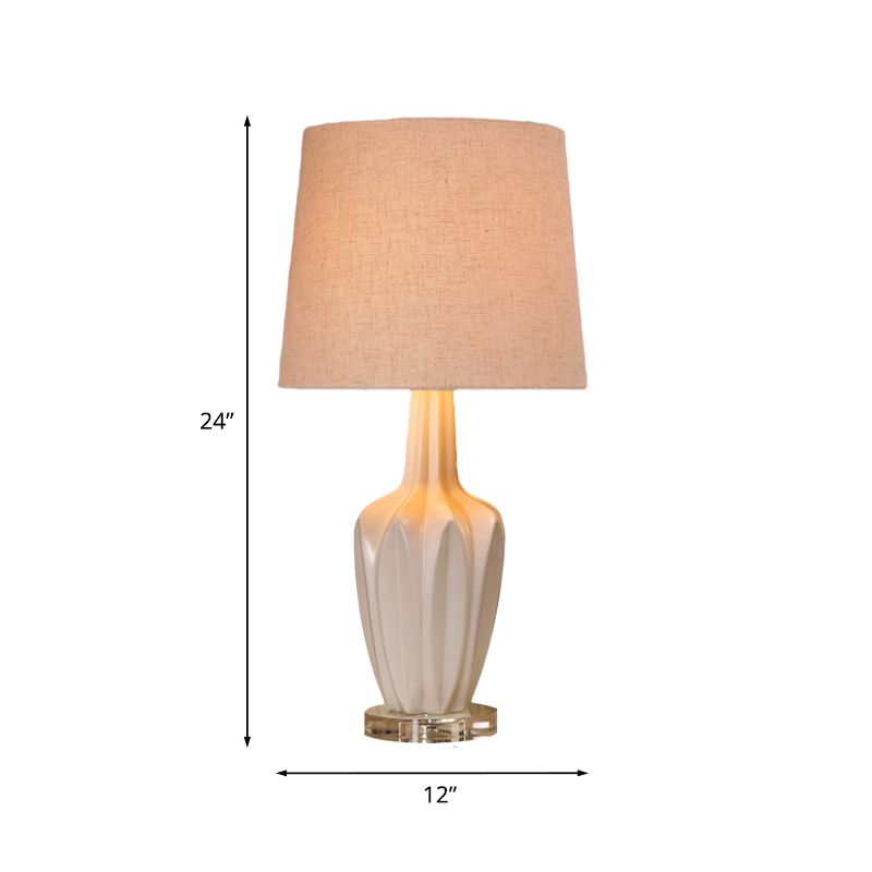 Table à manger en vase lumière simplicité céramique 1 tête lampe de support de nuit blanc avec tissu à la lampe
