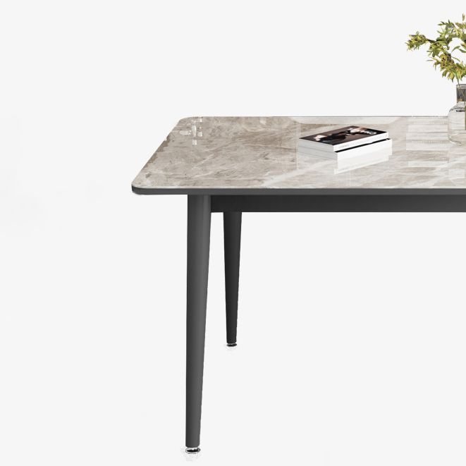 Sintered Stone Two-Color Dining Table Simplicity 4 Legs Table for Dining Room