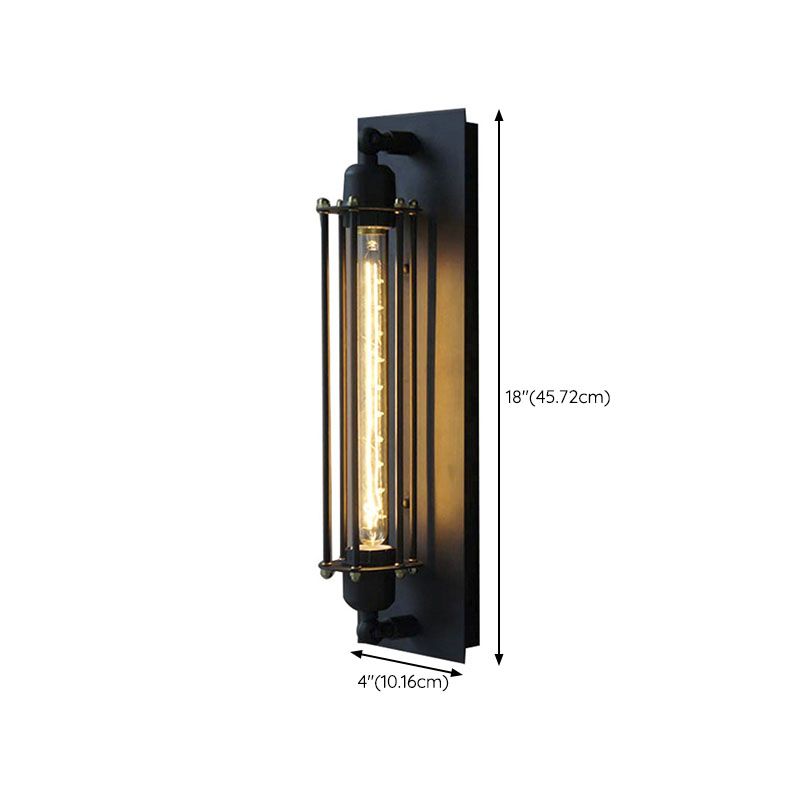 Metal Industrial Wall Sconce Cylinder Shape Wall Light for Courtyard