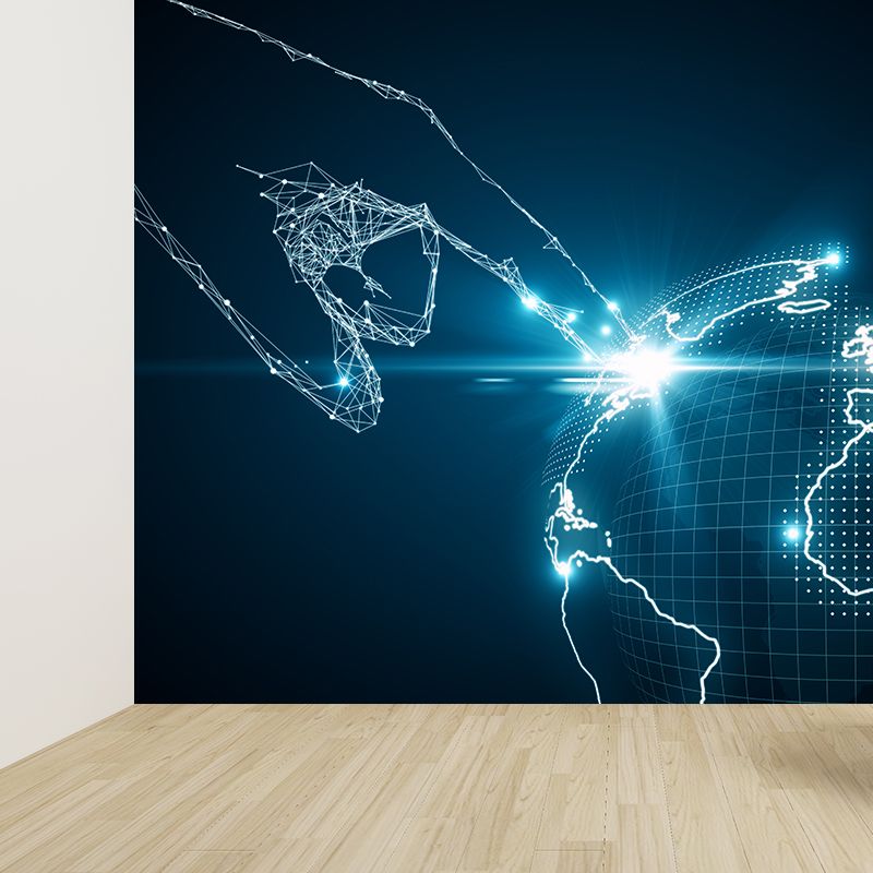 Illustration Style Abstract Mural Decal for Living Room, Dark Color, Personalise