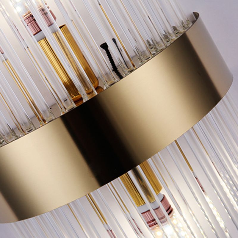2-Light Golden Contemporary Crystal Unique Shaded Bathroom Vanity Light