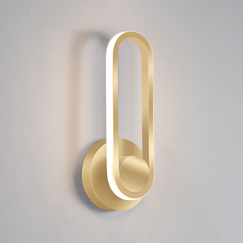 Modern Style Elliptical Shape Wall Sconce Metal 1 Light Wall Light for Bedroom