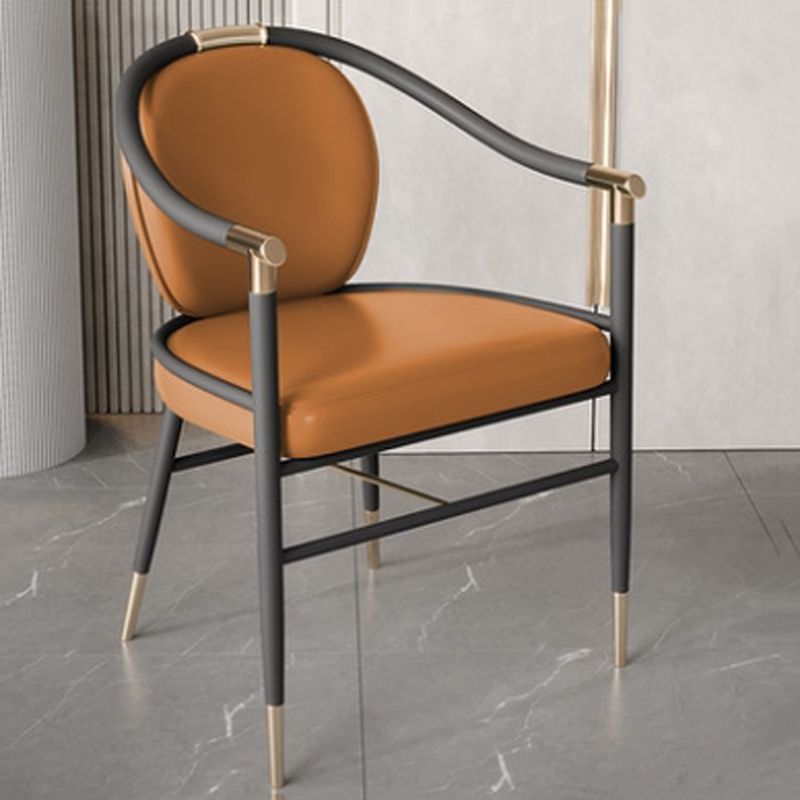 Dining Room Dining Arm Chair Faux Leather Upholstered Chair in Black Legs