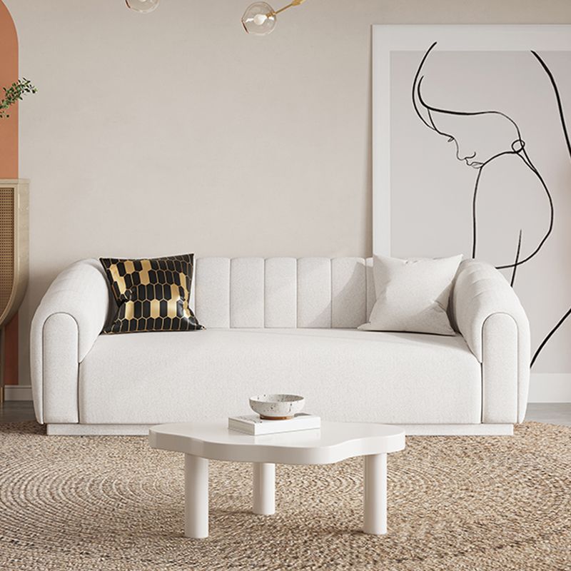 Contemporary Sewn Pillow Back Sofa Tuxedo Arm Wool Sofa - 2/3-Seater