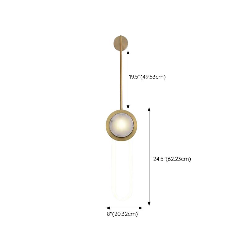 Gold LED Wall Sconce 1 - Light Brass and Stone Modern Wall Armed Sconce