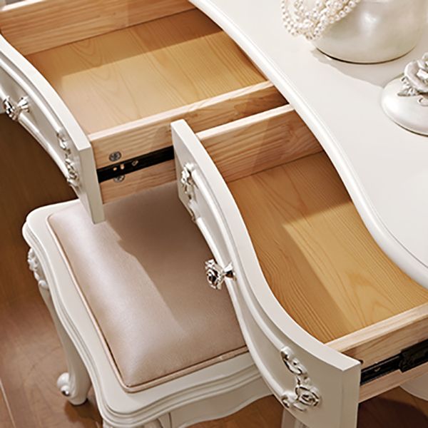 4 Drawers White/Blak/ /Golden MakeupTable Stool Set, 18.89" W x 63.77" H