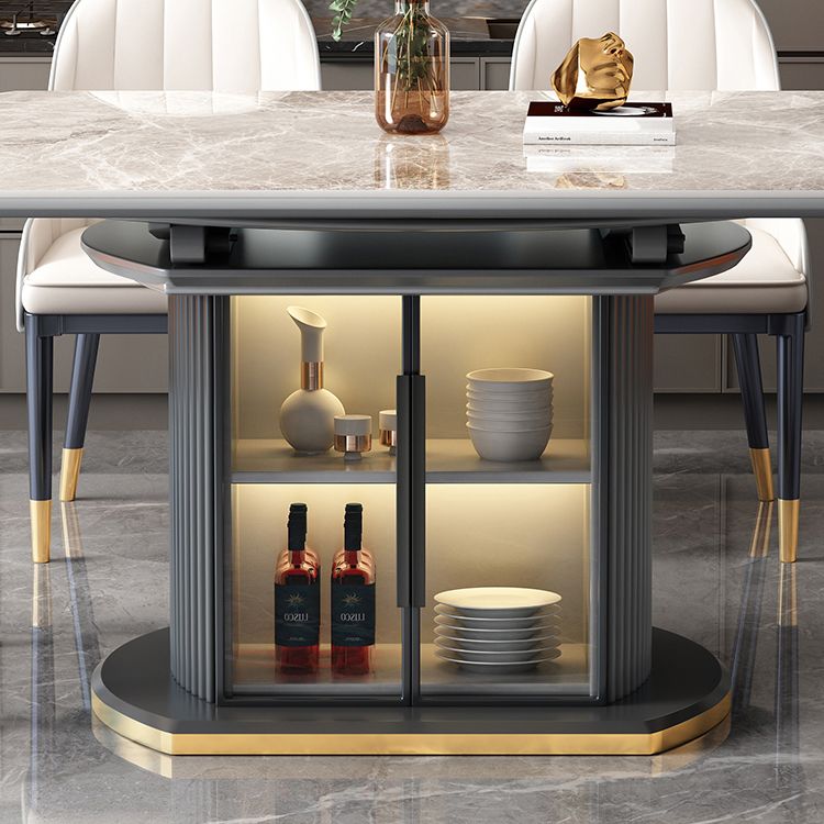 Modern Stone Foldable Dining Table with Lockers for Dining Room