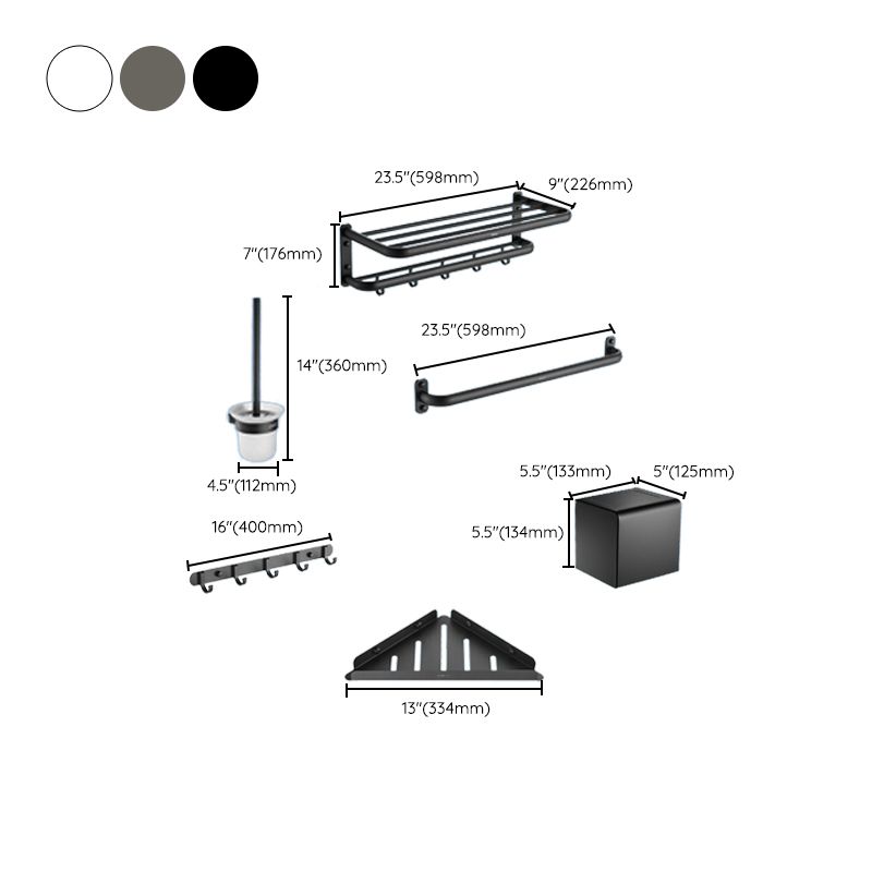 Modern Metal Bathroom Hardware Set 6-Piece Bathroom Accessory Kit