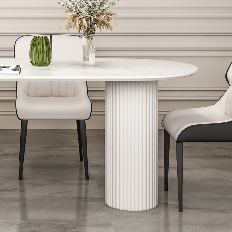 Contemporary Dining Table Sintered Stone Table with 3 White Legs for Dining