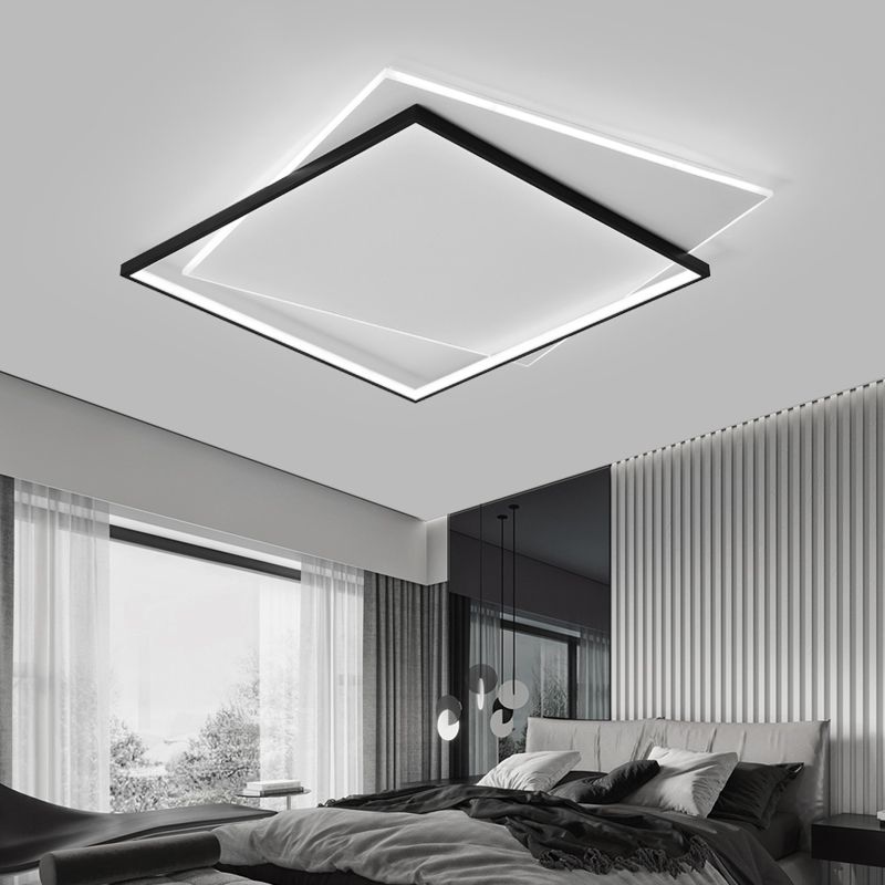 Lámparas de techo LED cuadradas dobles de aluminio con montaje empotrado para sala de estar