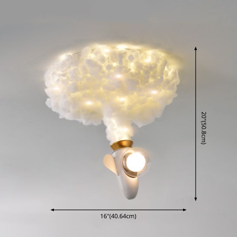 White Metal Cartoon Flush Mount LED Flush Light Fixture for Children's Room