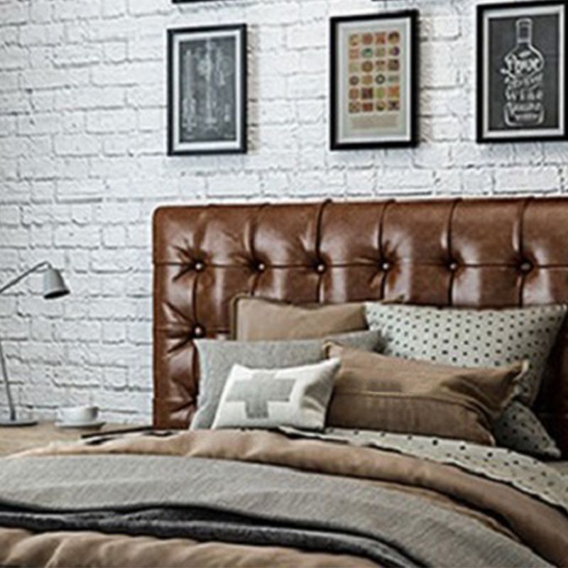 Contemporary Metal Platform Bed Standard Bed with Upholstered Headboard