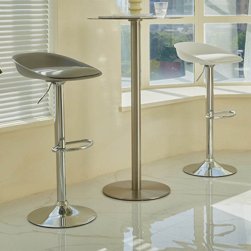 Plastic Adjustable Height Bar Stool Modern PU Upholstered Stool with Footrest