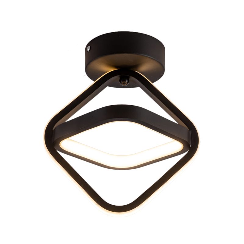 Acrylic 2-Square Frame Flushmount Simple LED Flush Mount Lighting in Black/Gold for Corridor, Warm/White Light