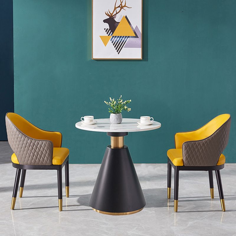 Metal Traditional Luxury Round Table Pedestal Dining Table for Dining Room