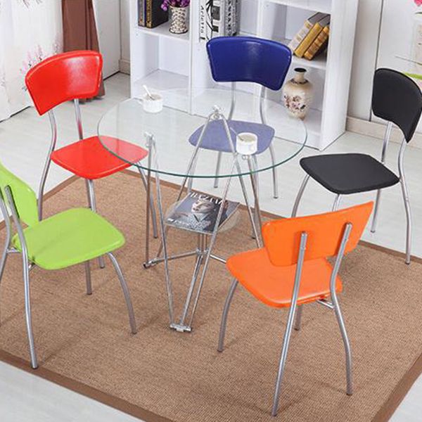 Modern Round Dining Room Table Tempered Glass Table with Pedestal Base for Dining Room