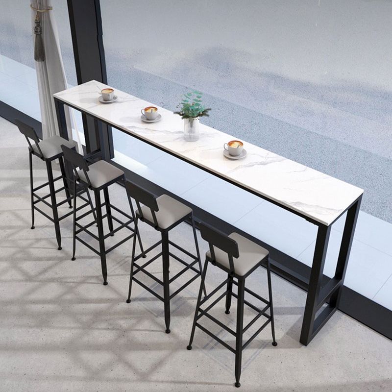 Rectangle Industrial Style Bar Table 42-inch Height Iron Pedestal Bistro Table