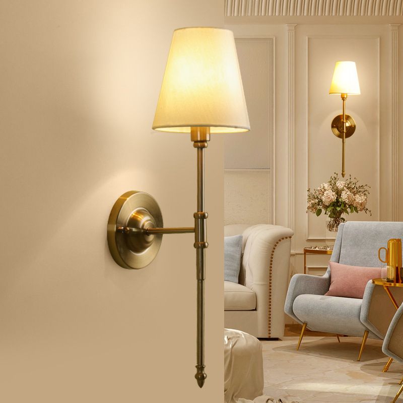 Classic 1 Light Wall Mounted Lamp, Wallchiere Design with Empire Shaped Textile Shade