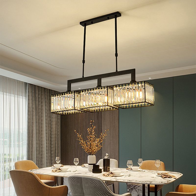 Luxury Rectangular Shade Pendant Light, Simple Crystal Pendant Lighting for Dinner Table