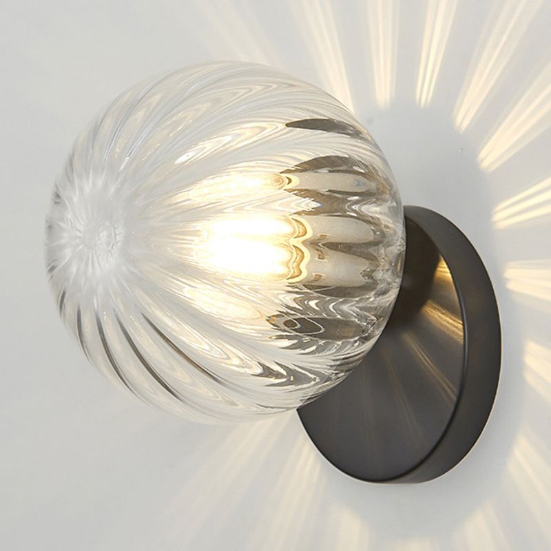 Glass Spherical Shape Wall Lights Modern Style 1 Light Wall Mount Fixture for Living Room
