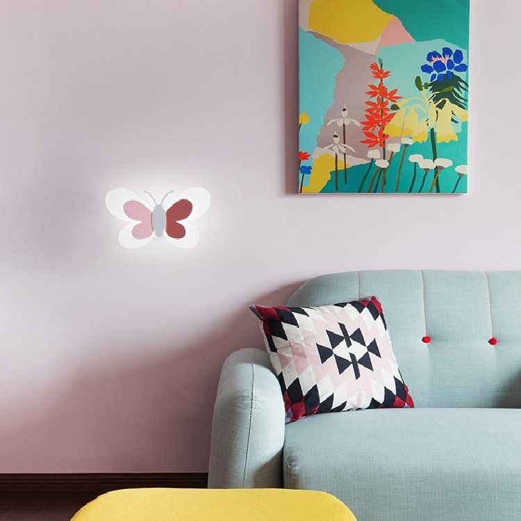Pink/Blue Wall Light Contemporary Butterfly Lighting for Living Room