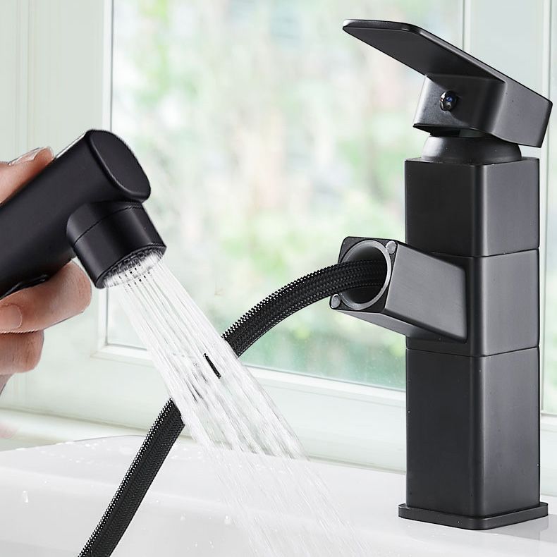 Bathroom Faucet Pull-out Lever Handle Single Hole Washroom Faucet