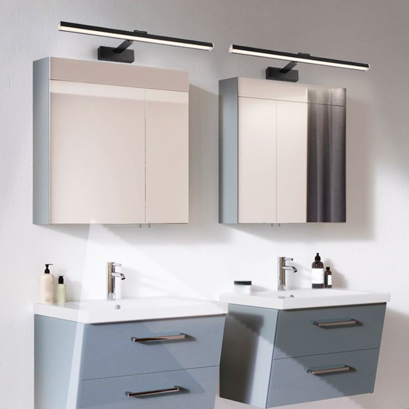 Linear Shade Metal Wall Sconce Modern Style 1-Light Mirror Wall Mount Lighting in Black