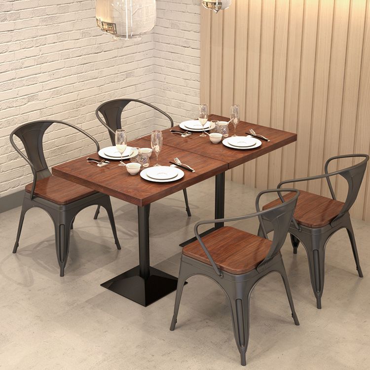 Solid Wood Dining Site Table Industrial Style Square Dinette Table with Pedestal Base