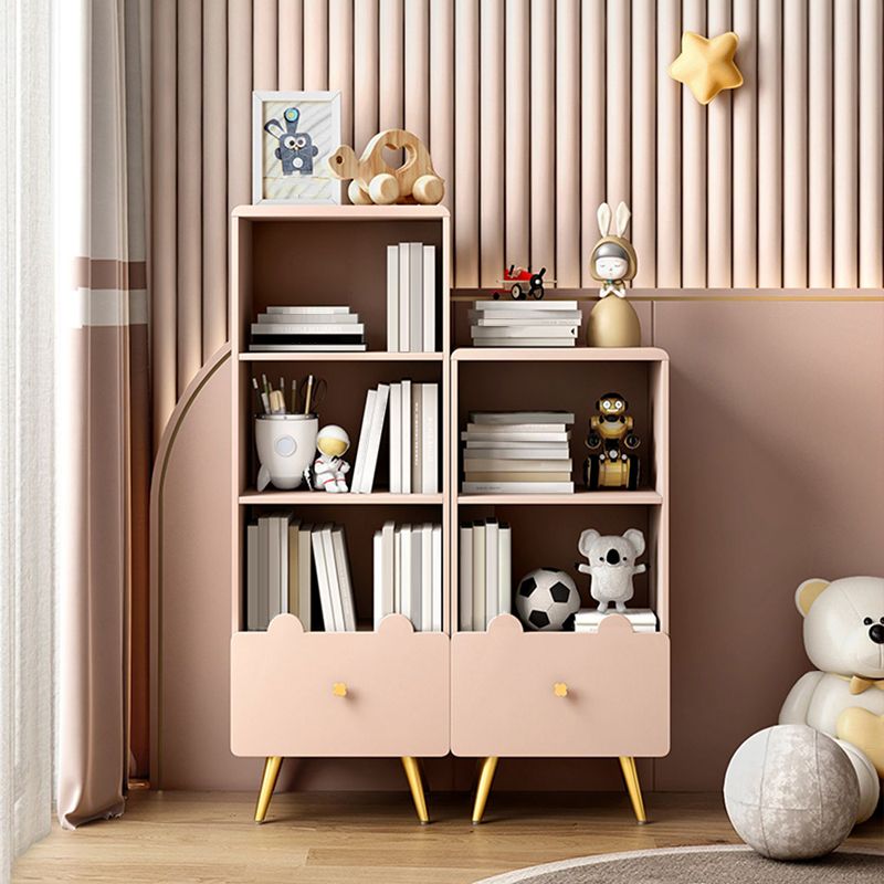 Wood Standard Bookcase Contemporary Style Closed Back Bookshelf with Drawer