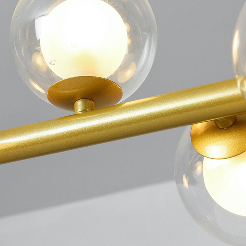 Luz de plancha de hierro forjado de la isla de la isla Sputnik moderna con sombra de vidrio transparente