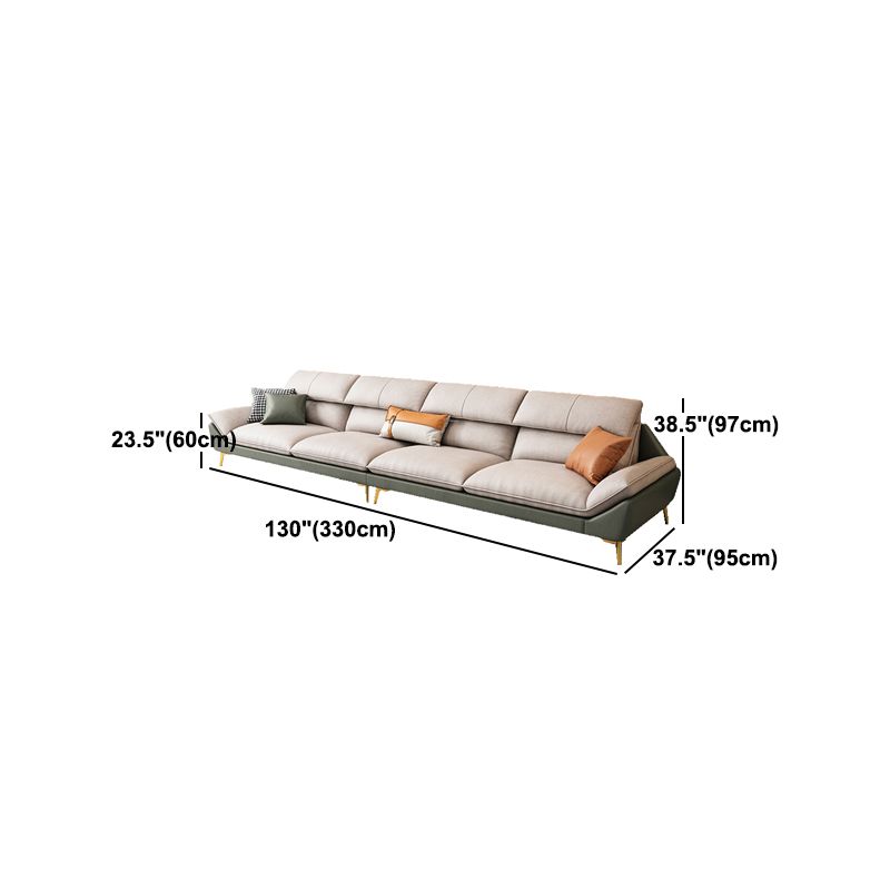 Flared Arm Faux Leather Furniture Sectionals in Green and White