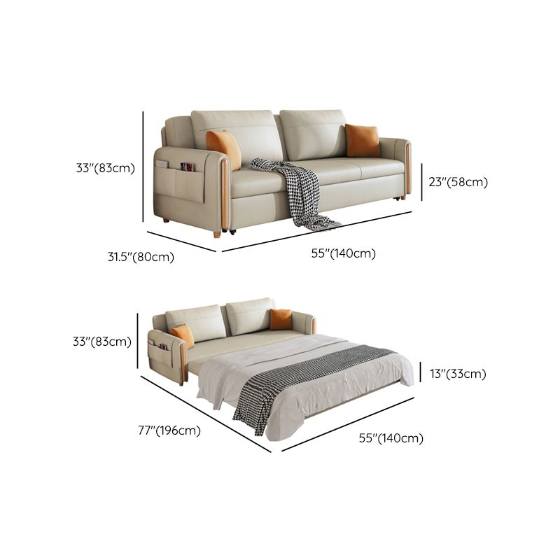 31" Wide Contemporary Futon Sofa Bed White Futon Sleeper Sofa with Storage