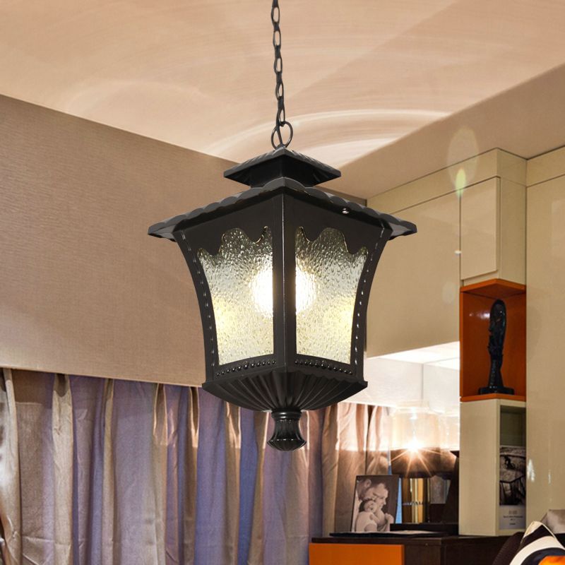 Aluminium Schwarz/Bronze Anhänger Tetragonal Lotus 1 Leichtes rustikales Pendellicht mit Wasserglasschatten